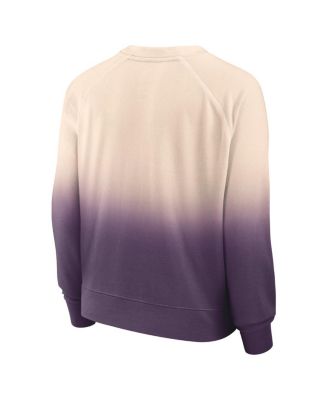 Women's Tan, Purple Distressed Phoenix Suns Lounge Arch Raglan Pullover Sweatshirt