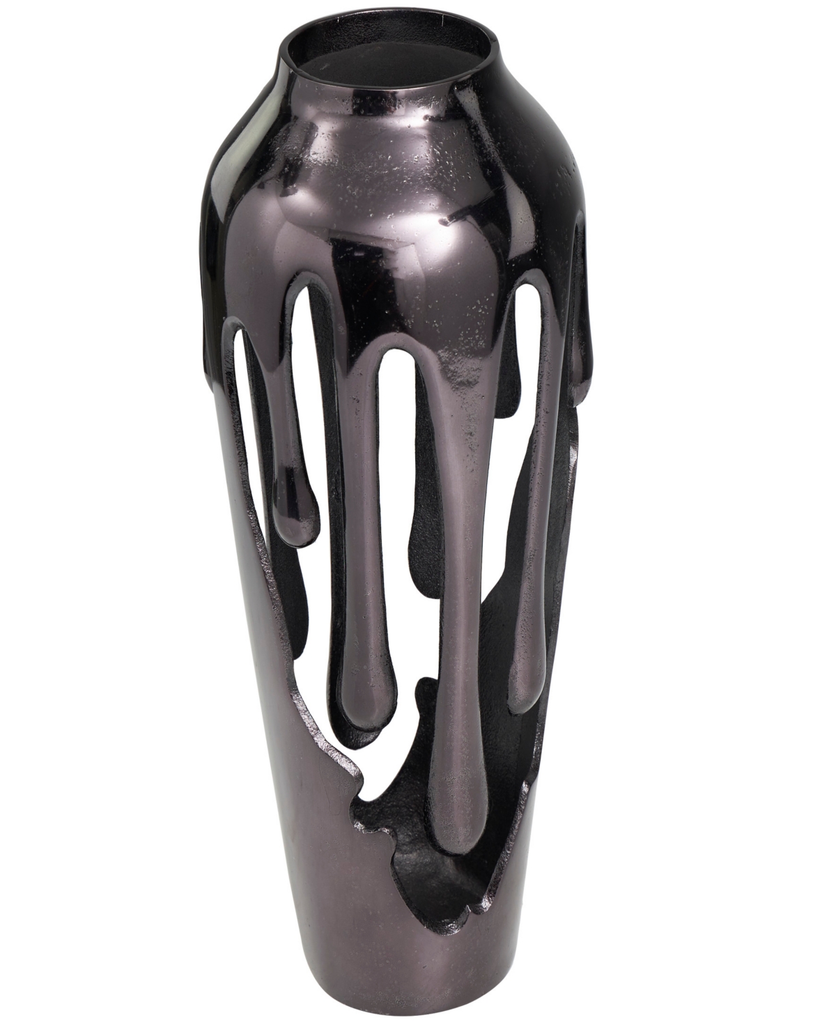 Rosemary Lane Aluminum Drip Vase With Melting Designed Body, 7" X 7" X 15" In Black