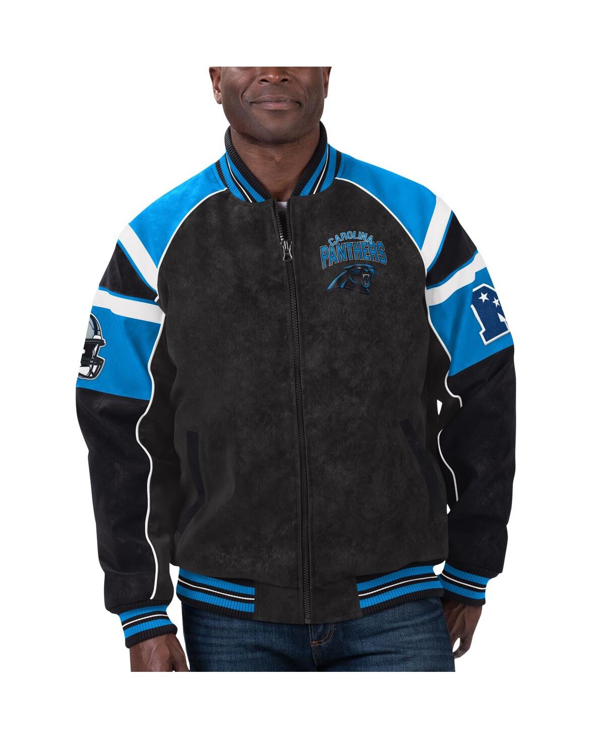Men's G-iii Sports by Carl Banks Black Carolina Panthers Faux Suede Raglan Full-Zip Varsity Jacket - Black