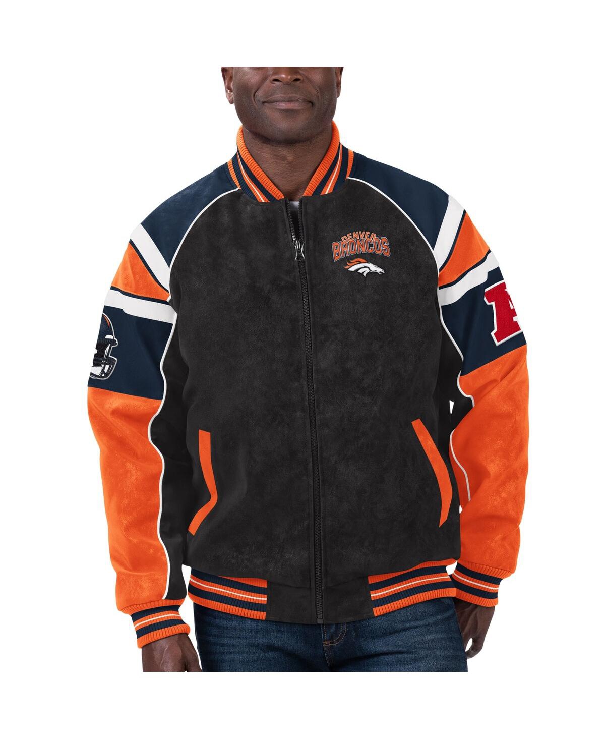 Men's G-iii Sports by Carl Banks Black Denver Broncos Faux Suede Raglan Full-Zip Varsity Jacket - Black