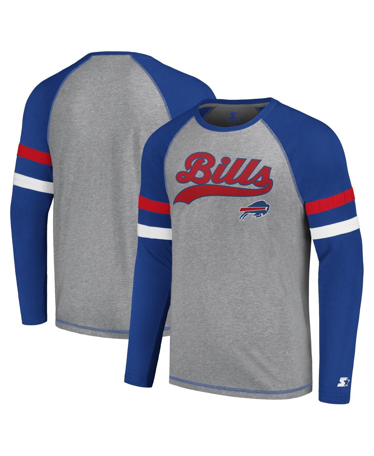 Starter Men's  Gray, Royal Buffalo Bills Kickoff Raglan Long Sleeve T-shirt In Gray,royal
