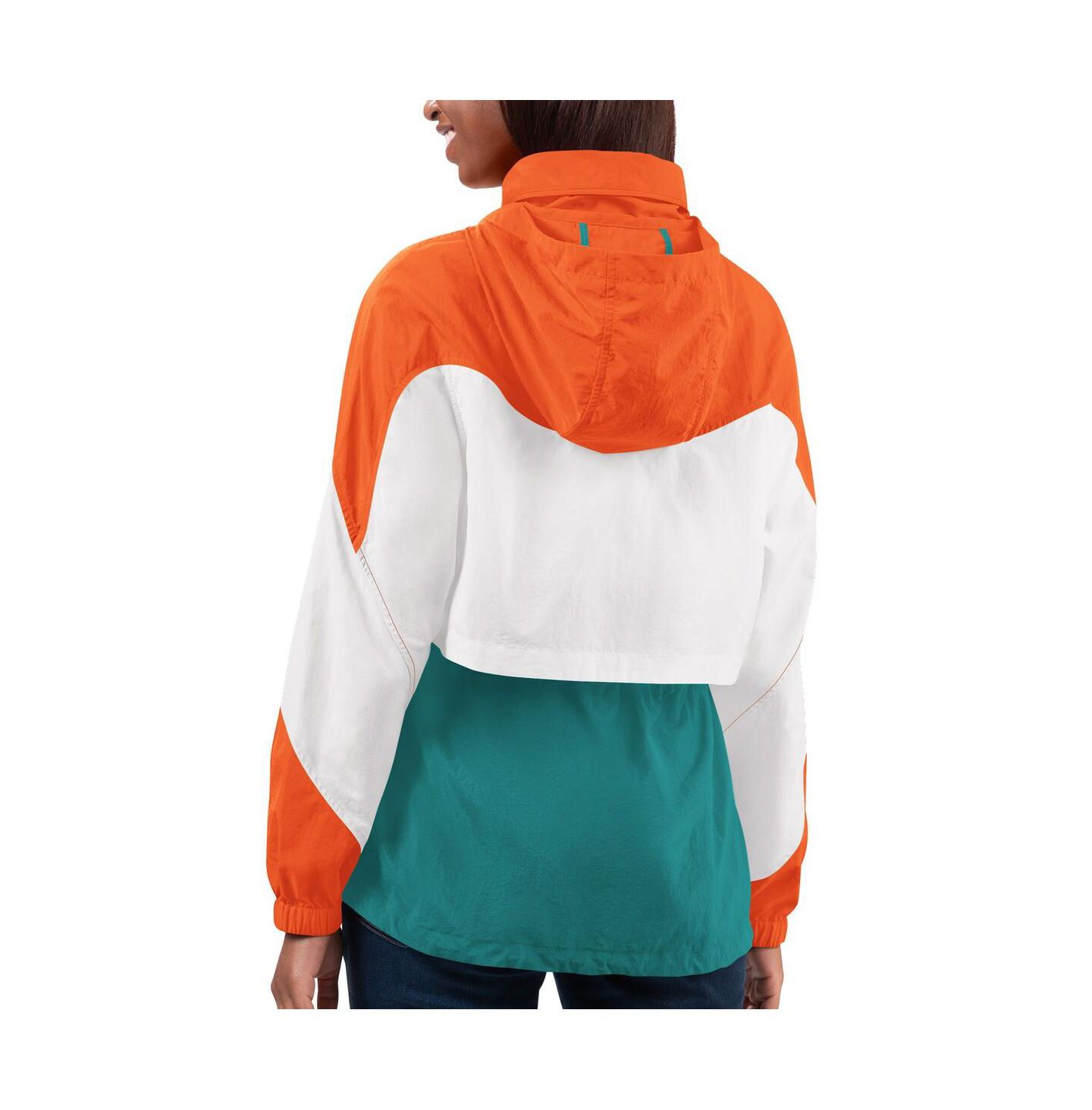 Женская куртка G-III 4Her by Carl Banks Aqua, Orange Miami Dolphins Tie Breaker Lightweight Quarter-Zip — фото 2
