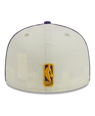 Men's Cream, Purple Los Angeles Lakers Piping 2-Tone 59FIFTY Fitted Hat