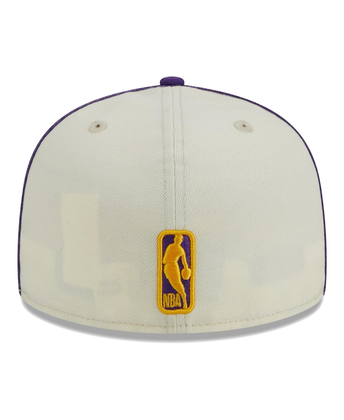 Men's New Era Purple Los Angeles Lakers Piping 2-Tone 59FIFTY Fitted Hat - Purple
