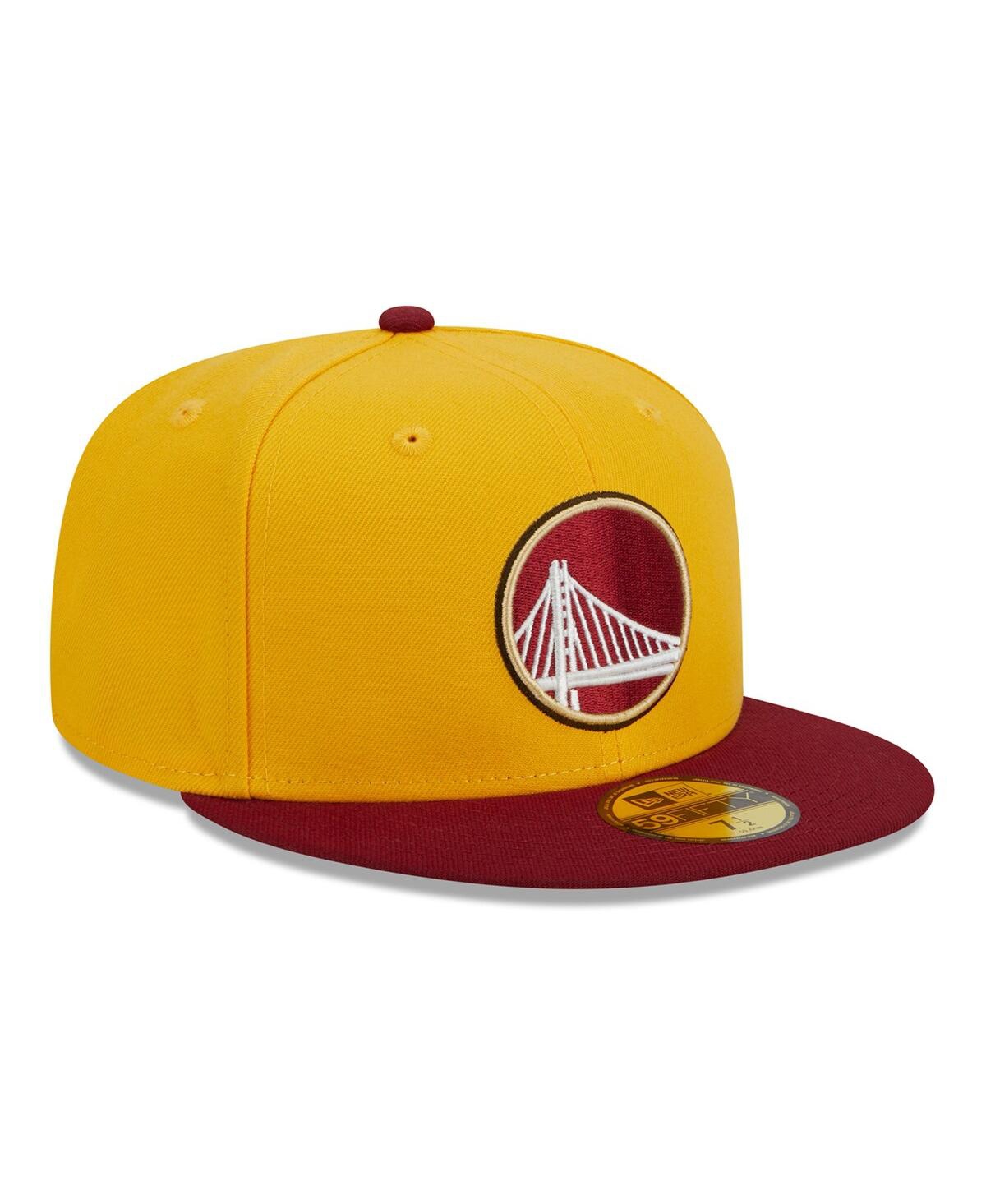 Men's New Era Red Golden State Warriors Fall Leaves 2-Tone 59FIFTY Fitted Hat - Red