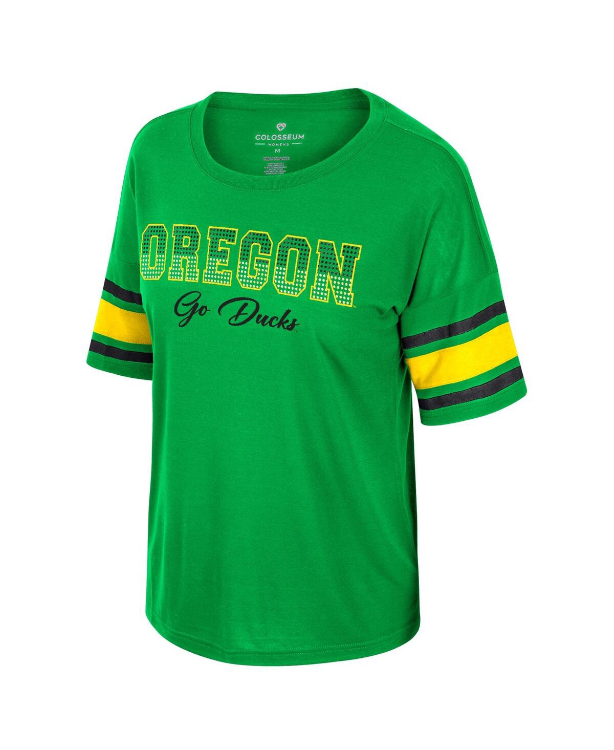 Shop Colosseum Women's  Green Oregon Ducks I'm Gliding Here Rhinestone T-shirt