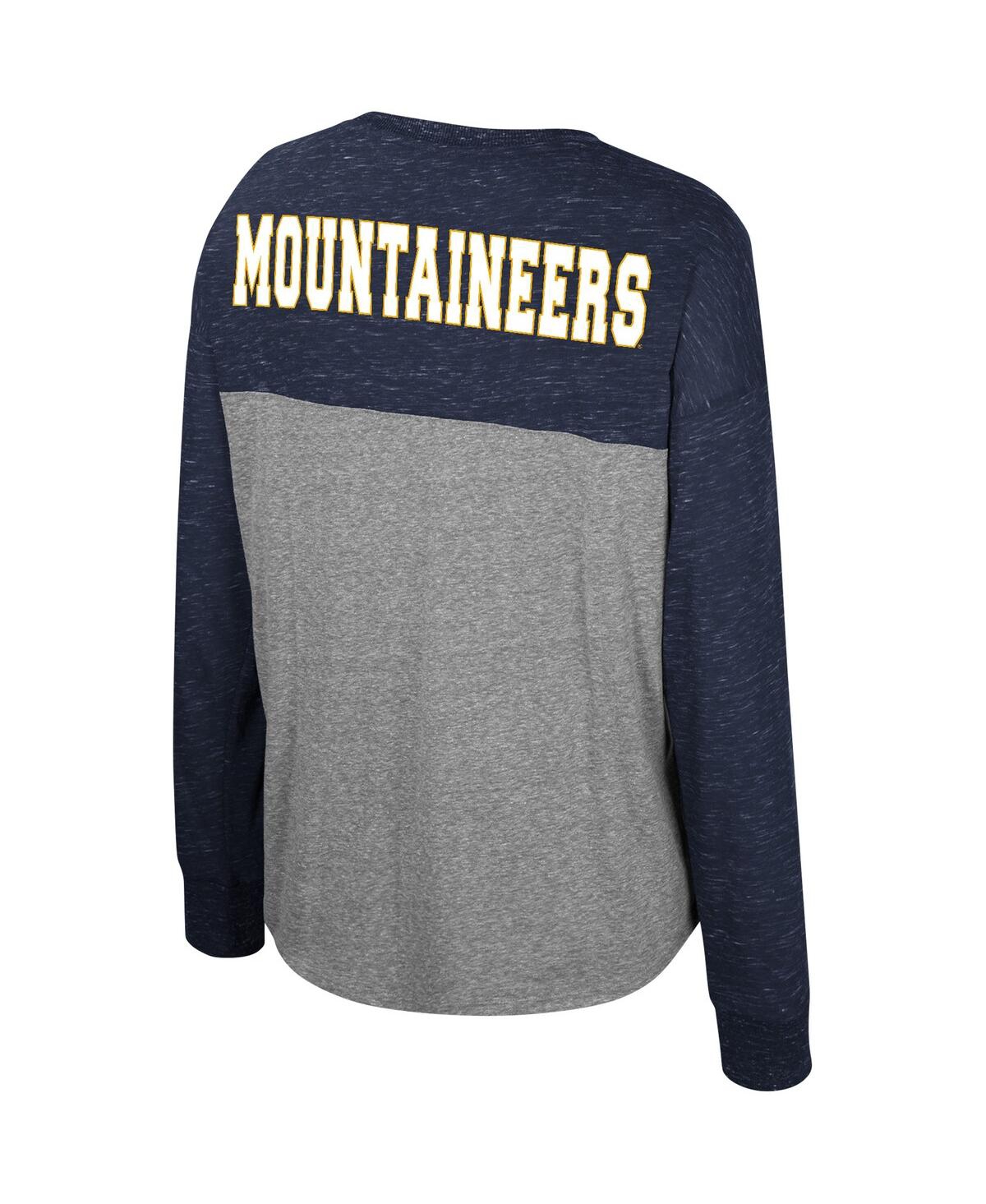 Shop Colosseum Women's  Heather Gray, Navy Distressed West Virginia Mountaineers Jelly Of The Month Oversi In Heather Gray,navy