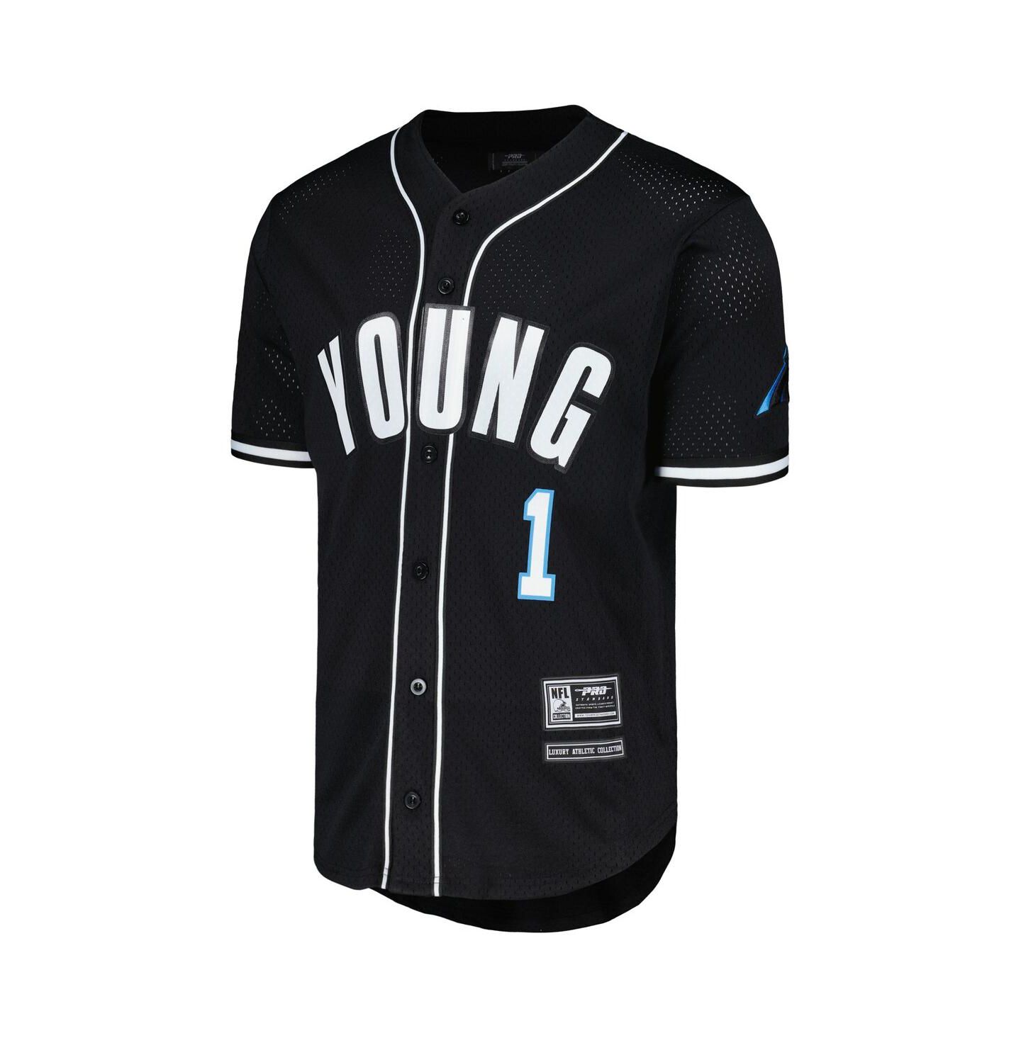 Мужская футболка Pro Standard Bryce Young Black Carolina Panthers Mesh Baseball Button-Up — фото 2