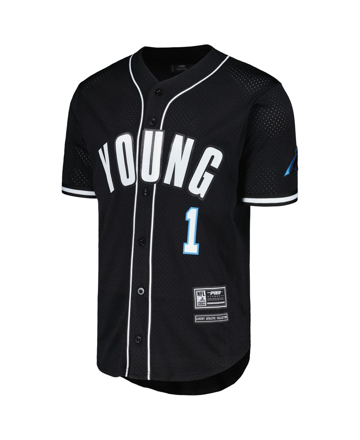 Pro Standard Bryce Young Black Carolina Panthers Mesh Baseball Button-up T-shirt In Black