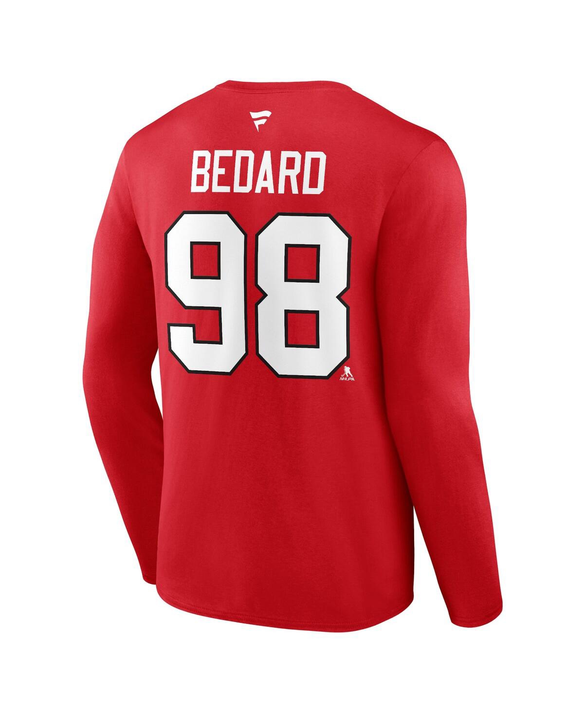 Men's Fanatics Connor BedardChicago Blackhawks Authentic Stack Name and Number Long Sleeve T-shirt - Red