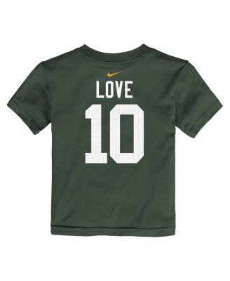 Toddler Boys and Girls Jordan Love Green Green Bay Packers Player Name and Number T-shirt
