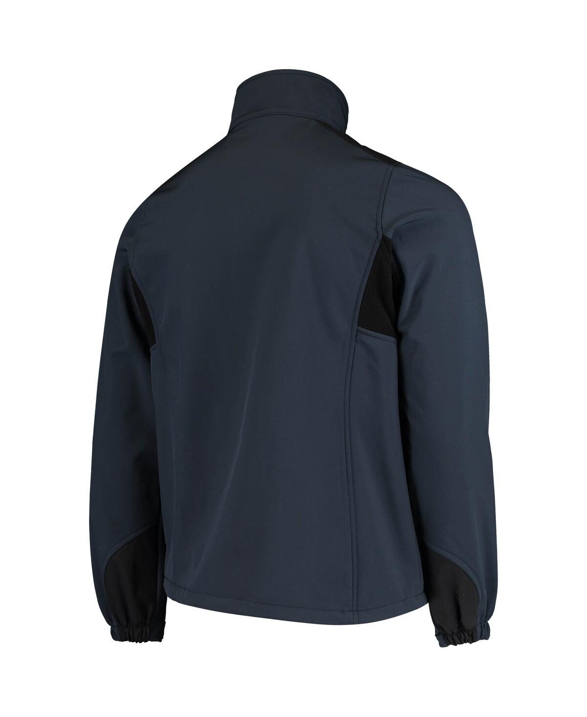 DUNBROOKE MEN'S DUNBROOKE NAVY DENVER BRONCOS CIRCLE SOFTSHELL FLEECE FULL-ZIP JACKET 