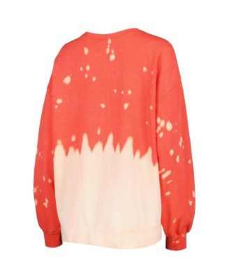 Women's Red Distressed Wisconsin Badgers Twice As Nice Faded Dip-Dye Pullover Long Sleeve Top