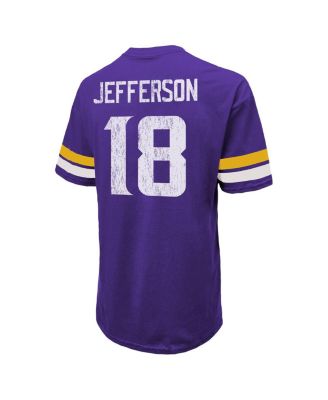 Men's Threads Justin Jefferson Purple Distressed Minnesota Vikings Name and Number Oversize Fit T-shirt