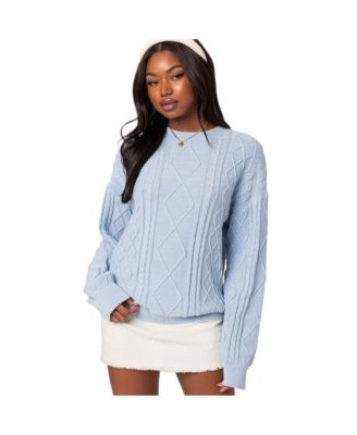 Edikted Women s Jessy Cable Knit Oversized Sweater Macy s