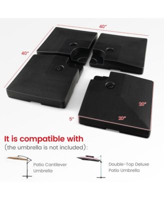 4pcs Fillable Patio Offset Cantilever Umbrella Base Stand Heavy-Duty Square