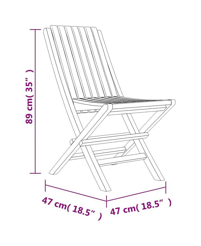 vidaXL Folding Patio Chairs 2 pcs 18.5"x18.5"x35" Solid Wood Teak Macy's