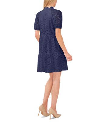 Women's Lace Babydoll Puff Sleeve Tiered Dress