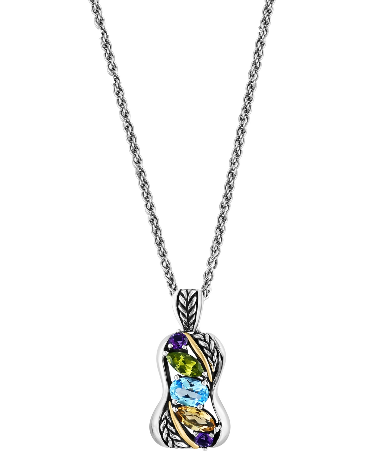 Effy Collection Effy Multi-gemstone 18" Pendant Necklace (2-5/8 Ct. T.w.) In Sterling Silver & 18k Gold-plate In Gold Over Silver