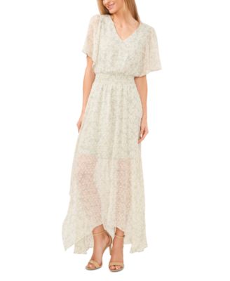 Breezy High-Low Hemline Elegant Floral Dress