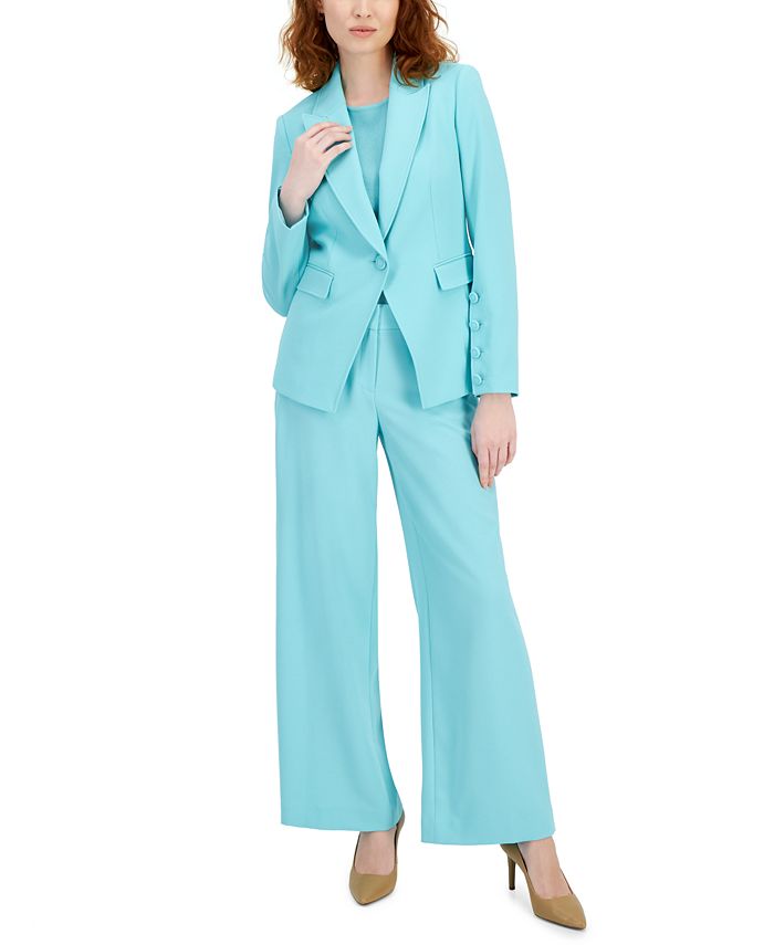 Tahari ASL Women's Crepe OneButton Blazer, Sweater TShirt, & WideLeg