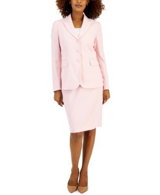 Shop Kasper Womens Textured Notched Collar Jacket Textured Pencil Skirt In Lily White