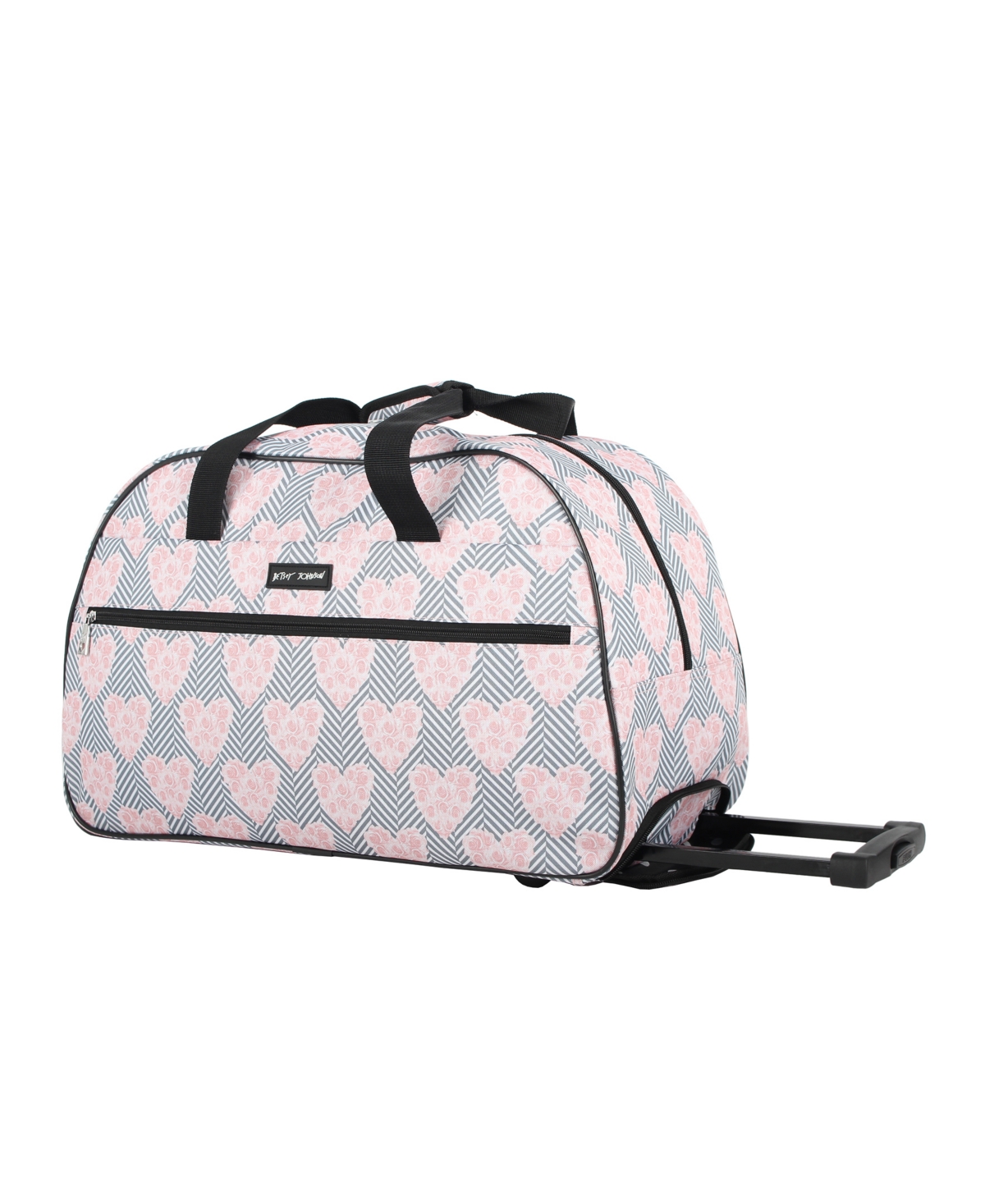 Betsey Johnson Carry-on Softside Rolling Duffel Bag In Chevron Hearts