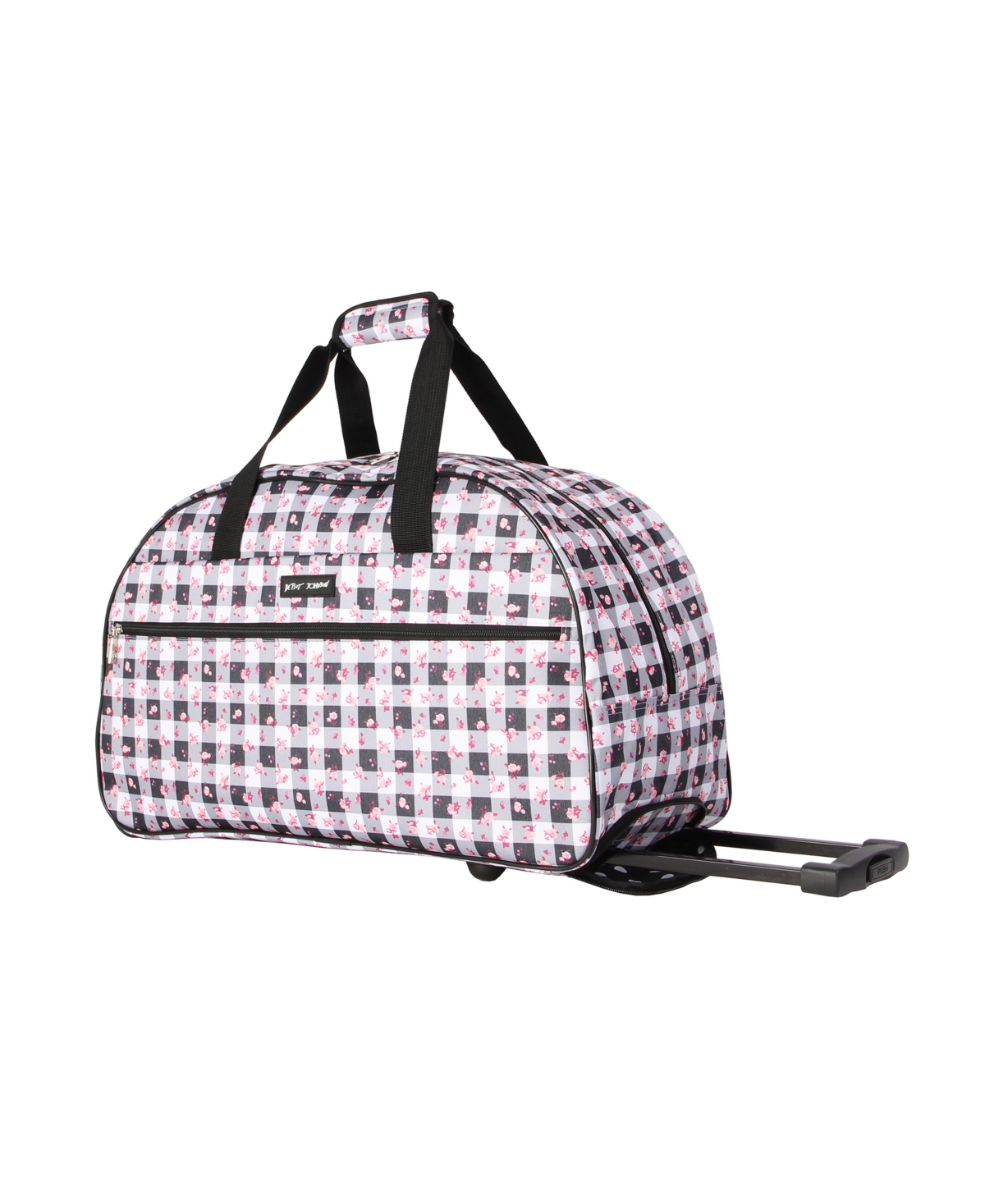 Betsey Johnson Carry-on Softside Rolling Duffel Bag In Gingham Rose