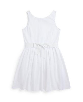 폴로 랄프로렌 Polo Ralph Lauren Big Girls Ottoman-Ribbed Cotton Dress,White
