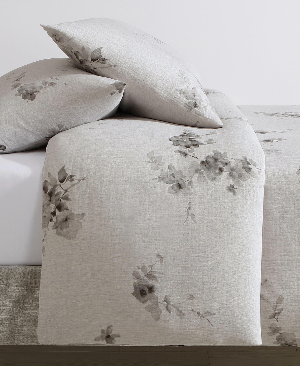 Shop Calvin Klein Aquarelle Floral Cotton Melange Gauze 3 Piece Comforter Set, King In Gray