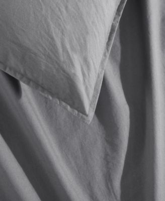 Washed Percale Cotton Solid 3 Piece Comforter Set, Queen