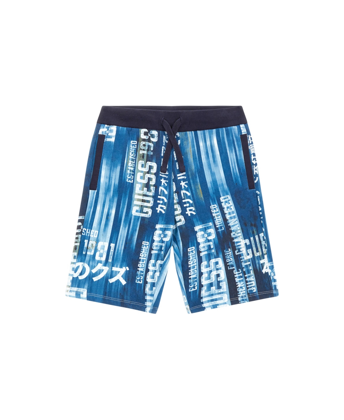 Shop Guess Big Boys Cotton French Terry All Over Print Shorts In Blue