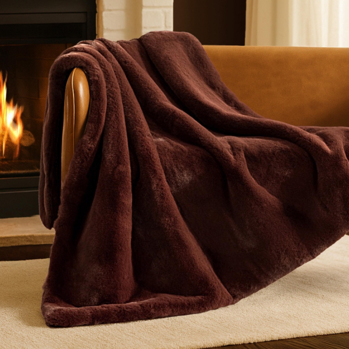 Bare Home Faux Fur Throw Blanket