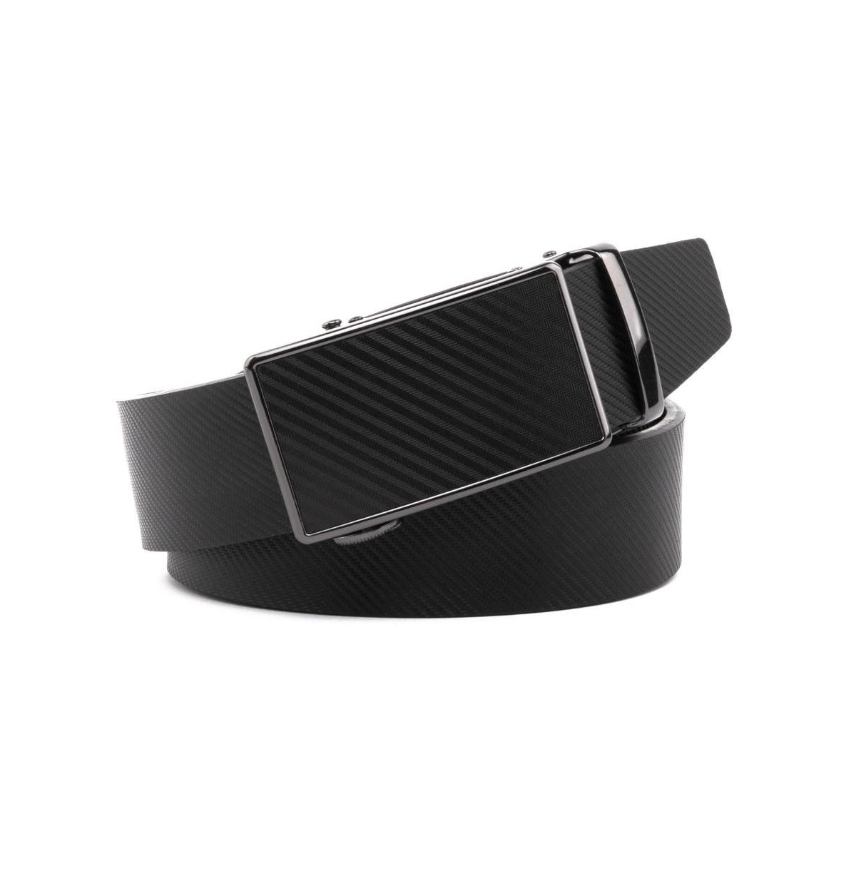 Men's Sliding Buckle Adjustable Leather Ratchet Belt - White