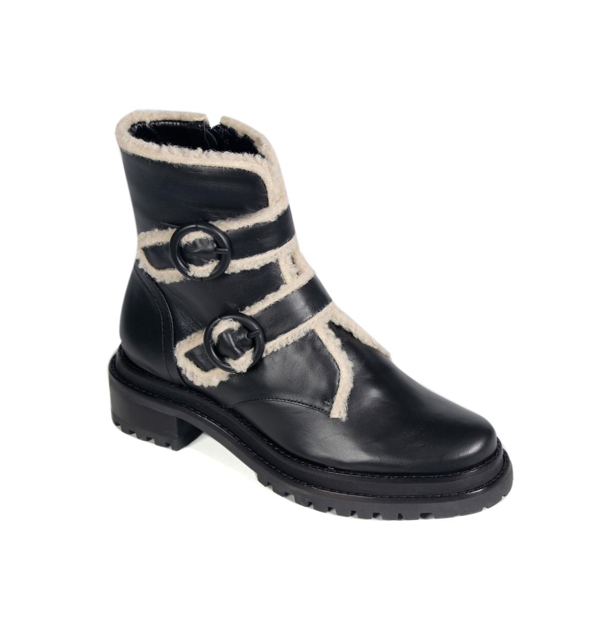 Shoes Women's Genova Cozy Buckled Combat Boots - Black