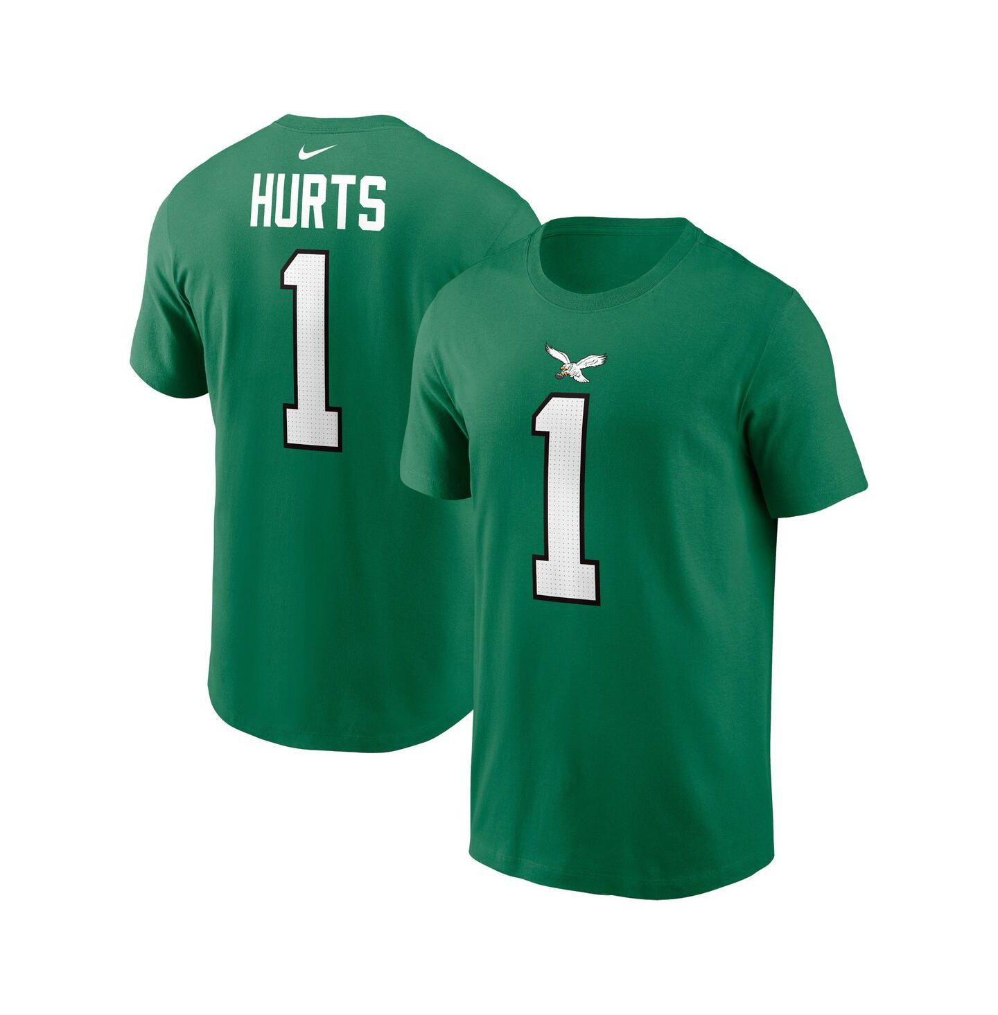 Футболка Nike Jalen Hurts Kelly Green Philadelphia Eagles Player Name and Number T-shirt для мальчиков — фото 1