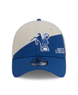 Men's Cream, Royal Indianapolis Colts 2023 Sideline Historic 39THIRTY Flex Hat