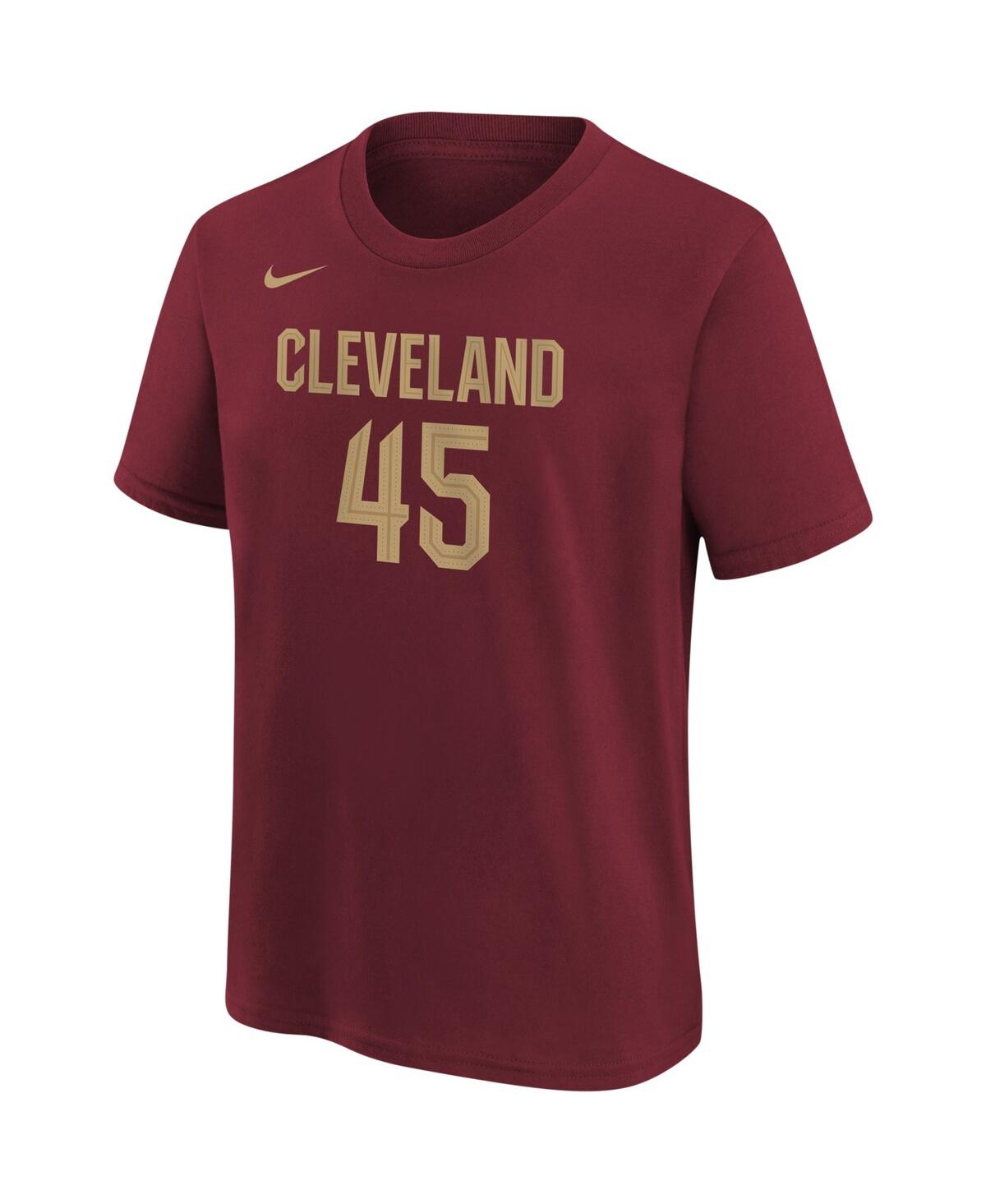 Nike Big Boys  Donovan Mitchell Wine Cleveland Cavaliers Icon Edition Name And Number T-shirt In Wine
