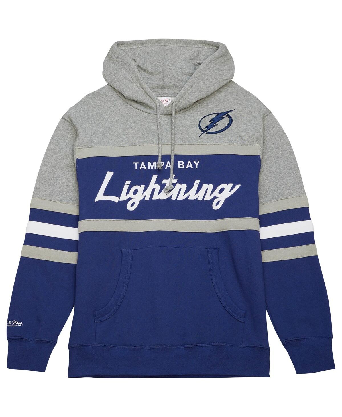 Mitchell & Ness Men's  Blue, Gray Tampa Bay Lightning Head Coach Pullover Hoodie In Blue,gray