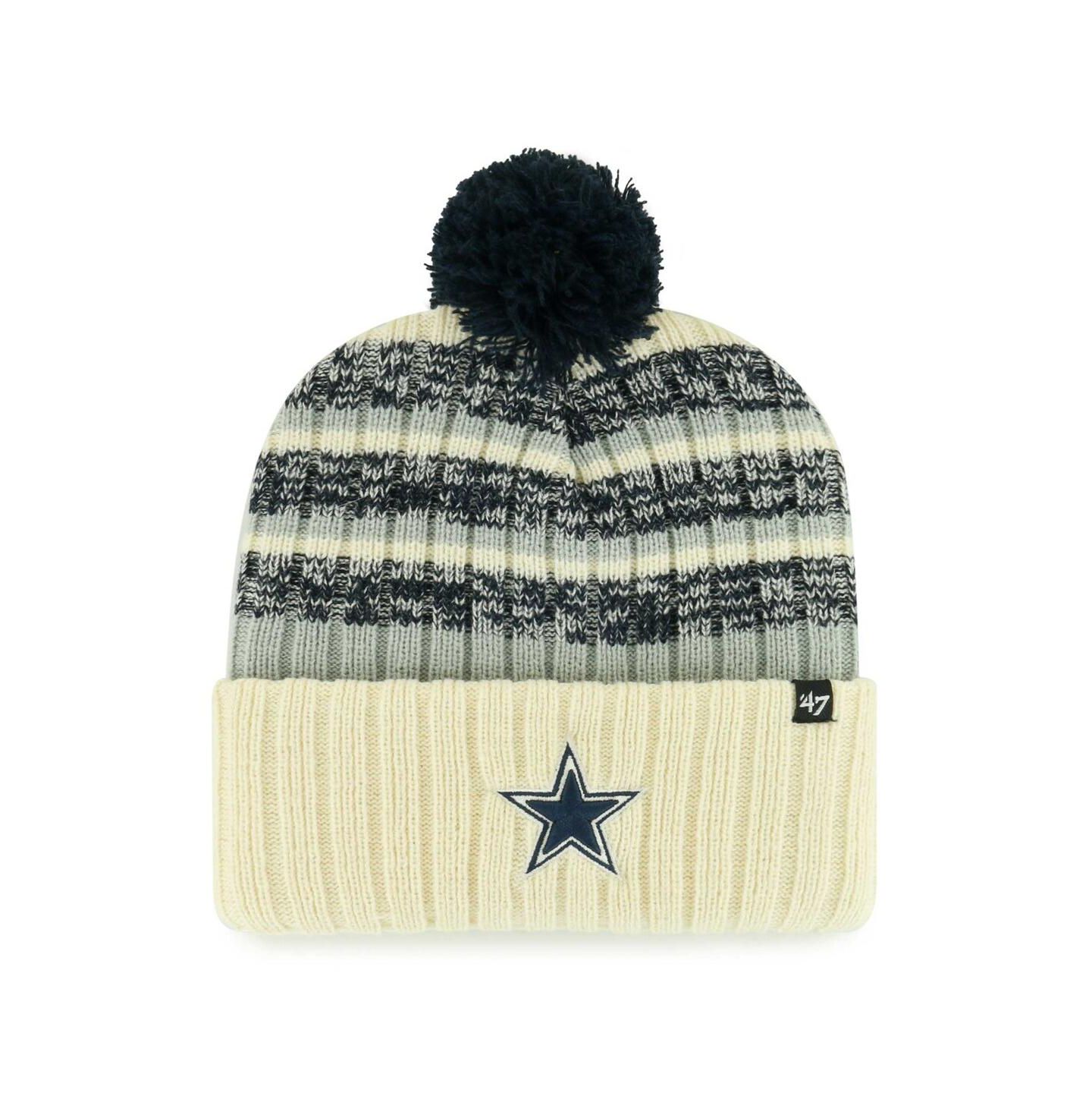 Мужская шапка '47 Brand Cream Dallas Cowboys Tavern Cuffed Knit Hat with Pom — фото 1