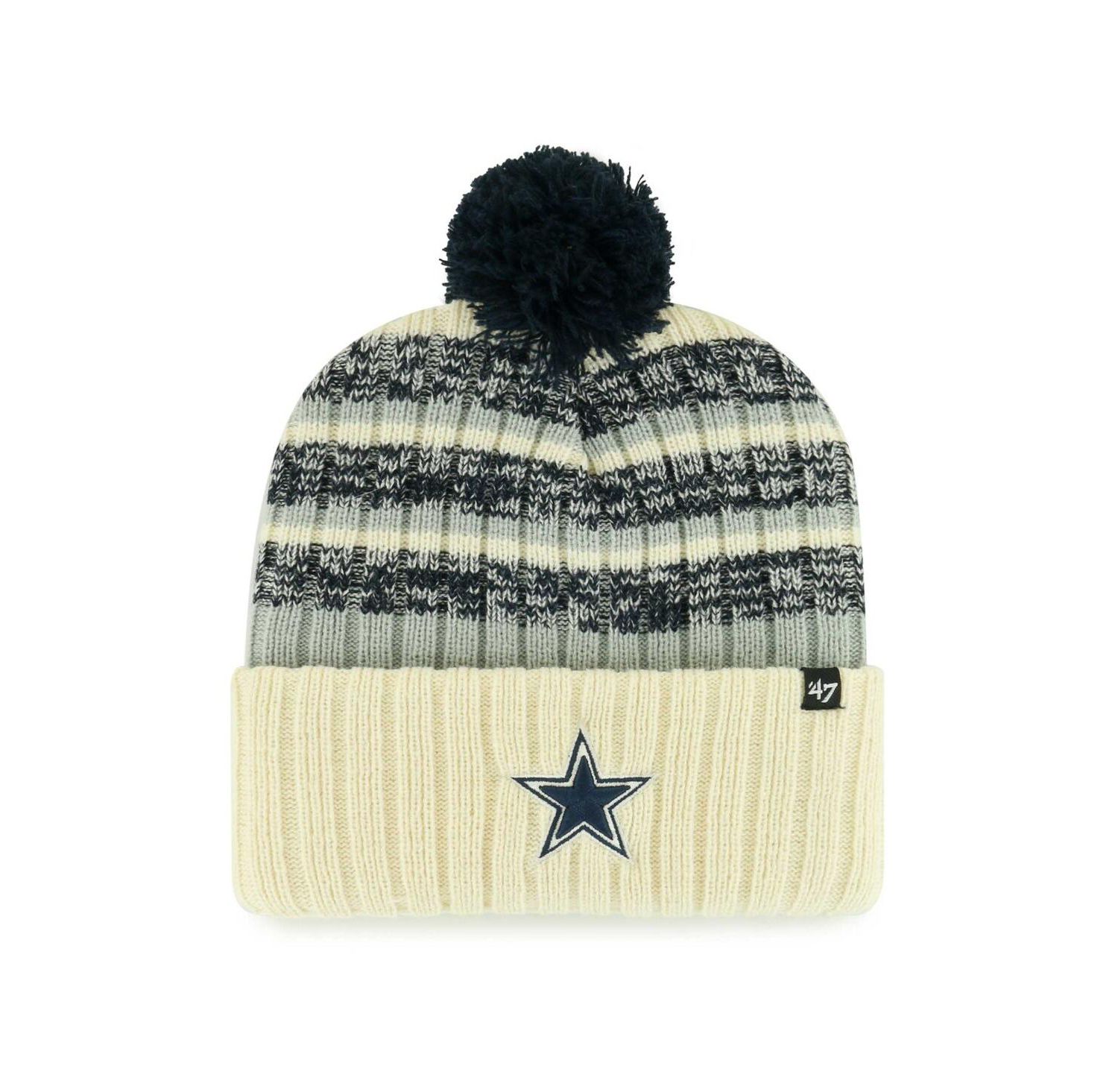 Men's Cream Dallas Cowboys Tavern Cuffed Knit Hat with Pom