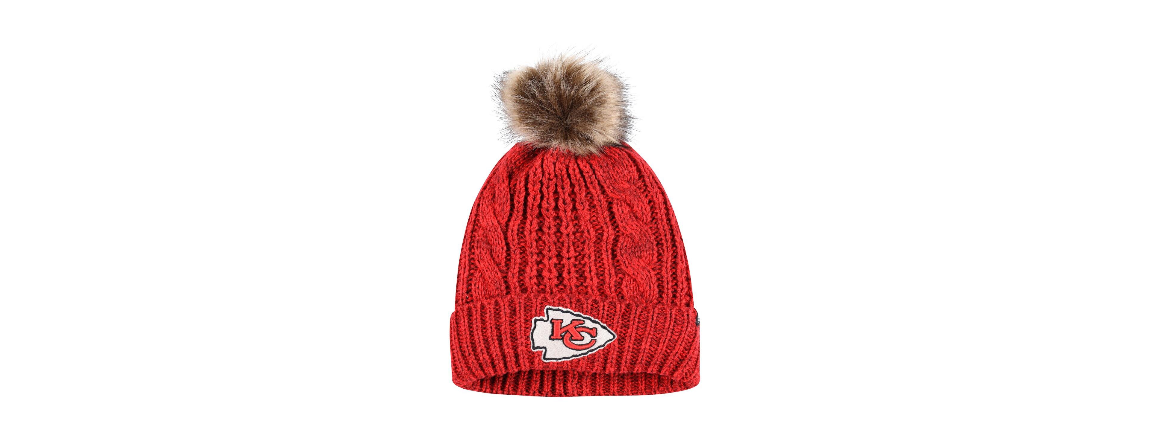 Women's '47 Brand Red Kansas City Chiefs Logo Meeko Cuffed Knit Hat with Pom