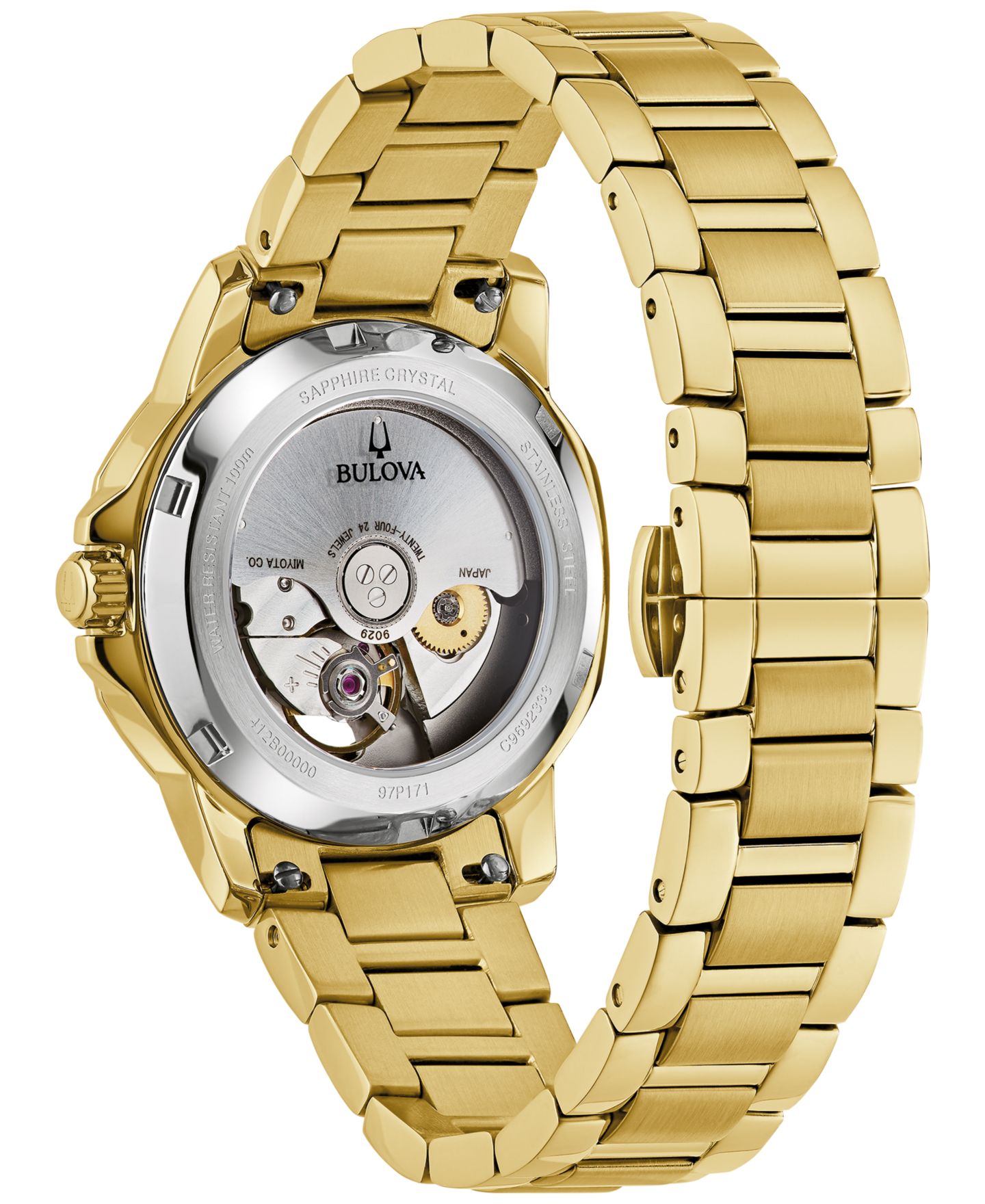 Женские часы Bulova Automatic Marine Star Diamond Accent Gold-Tone Stainless Steel Bracelet Watch 35mm — фото 3