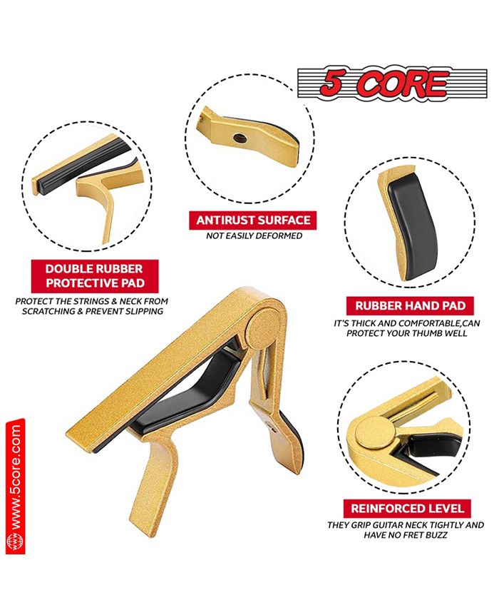 5 Core Guitar Capo Gold Premium Aluminum Capo for Acoustic Guitars