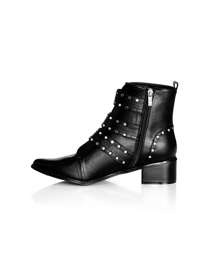 City Chic Women's Zeta Ankle Boot - Pointed Toe Boot With Buckle Detail & Block Heel