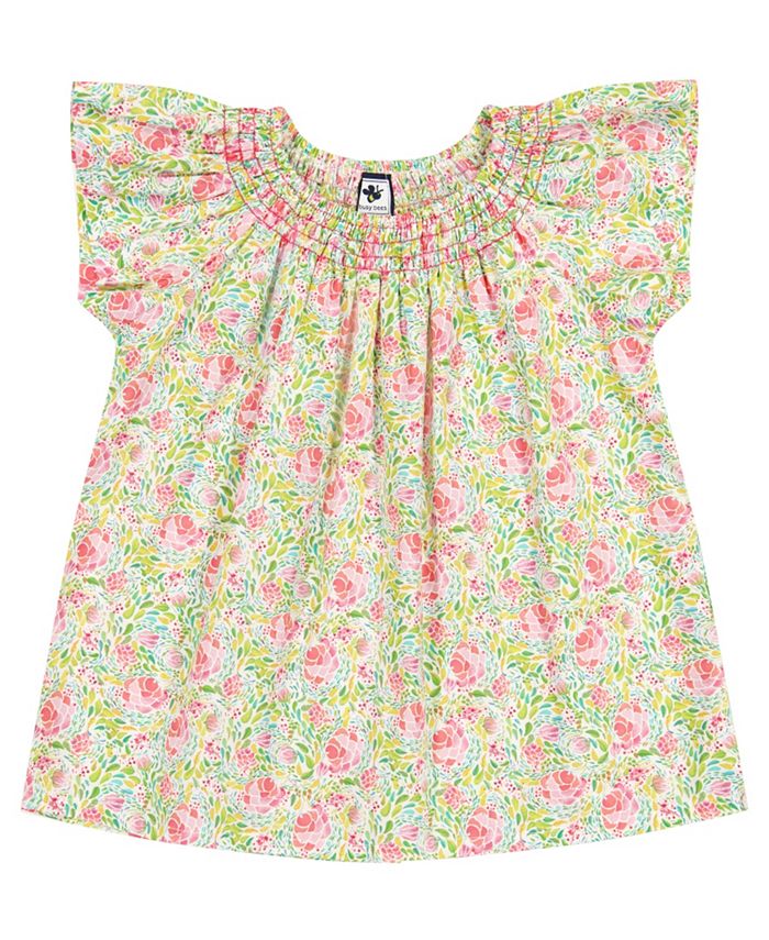 Busy Bees Girls Molly Smocked Neck Flutter Sleeve Top Macy's