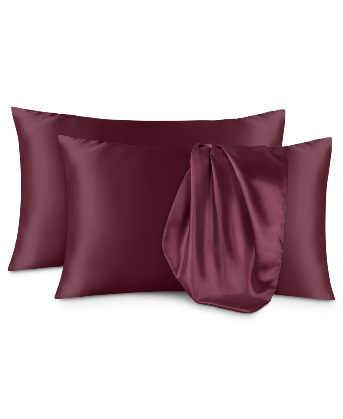 Bare Home Satin Pillowcases King In Burgundy