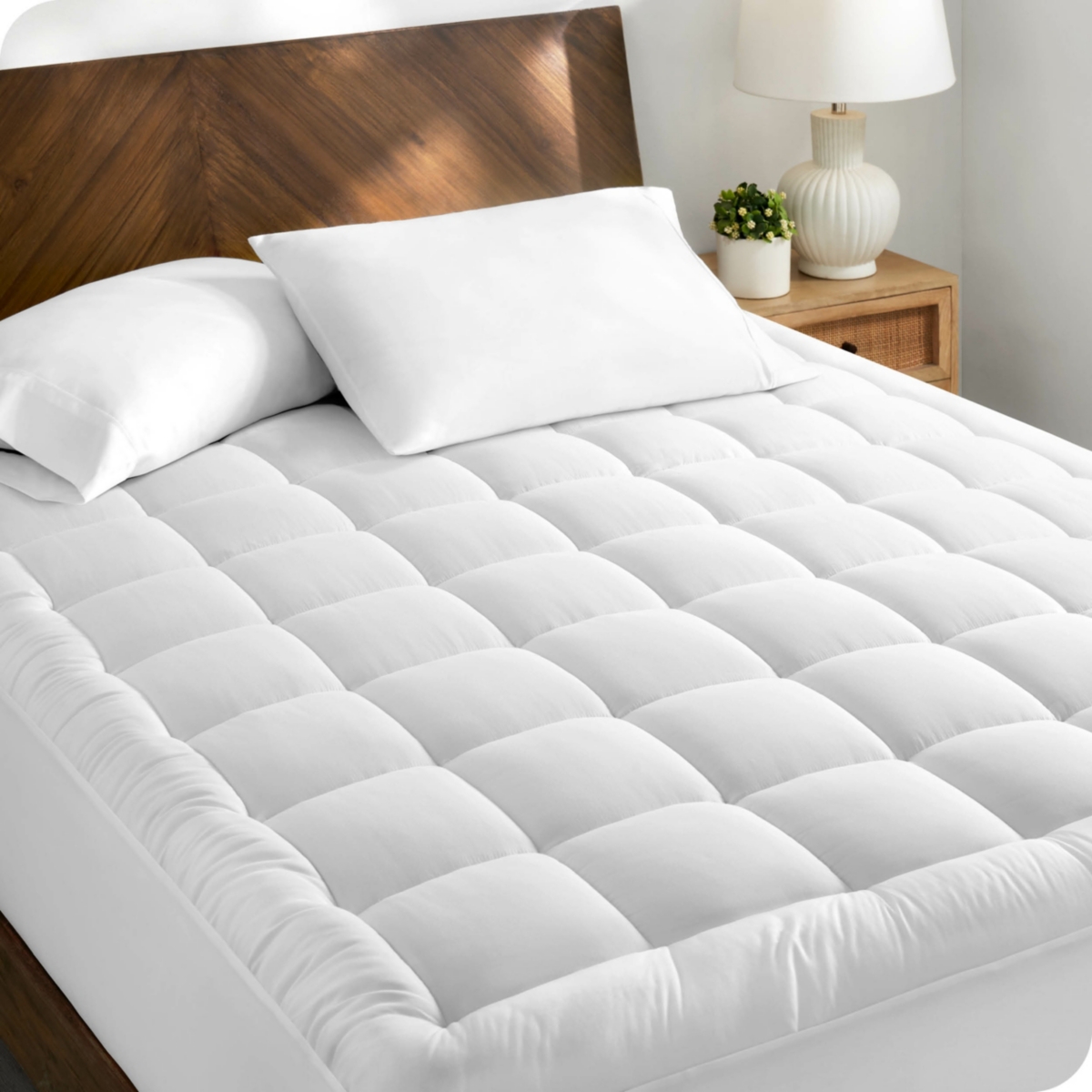 Bare Home Cotton Top Mattress Pad, Full - White