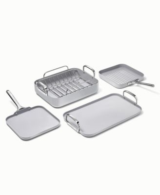 Non-Stick Ceramic-Coated 7 Piece Square Cookware Set