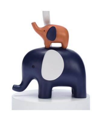 Playful Elephant Blue/White Nursery Lamp with Shade and Light Bulb
